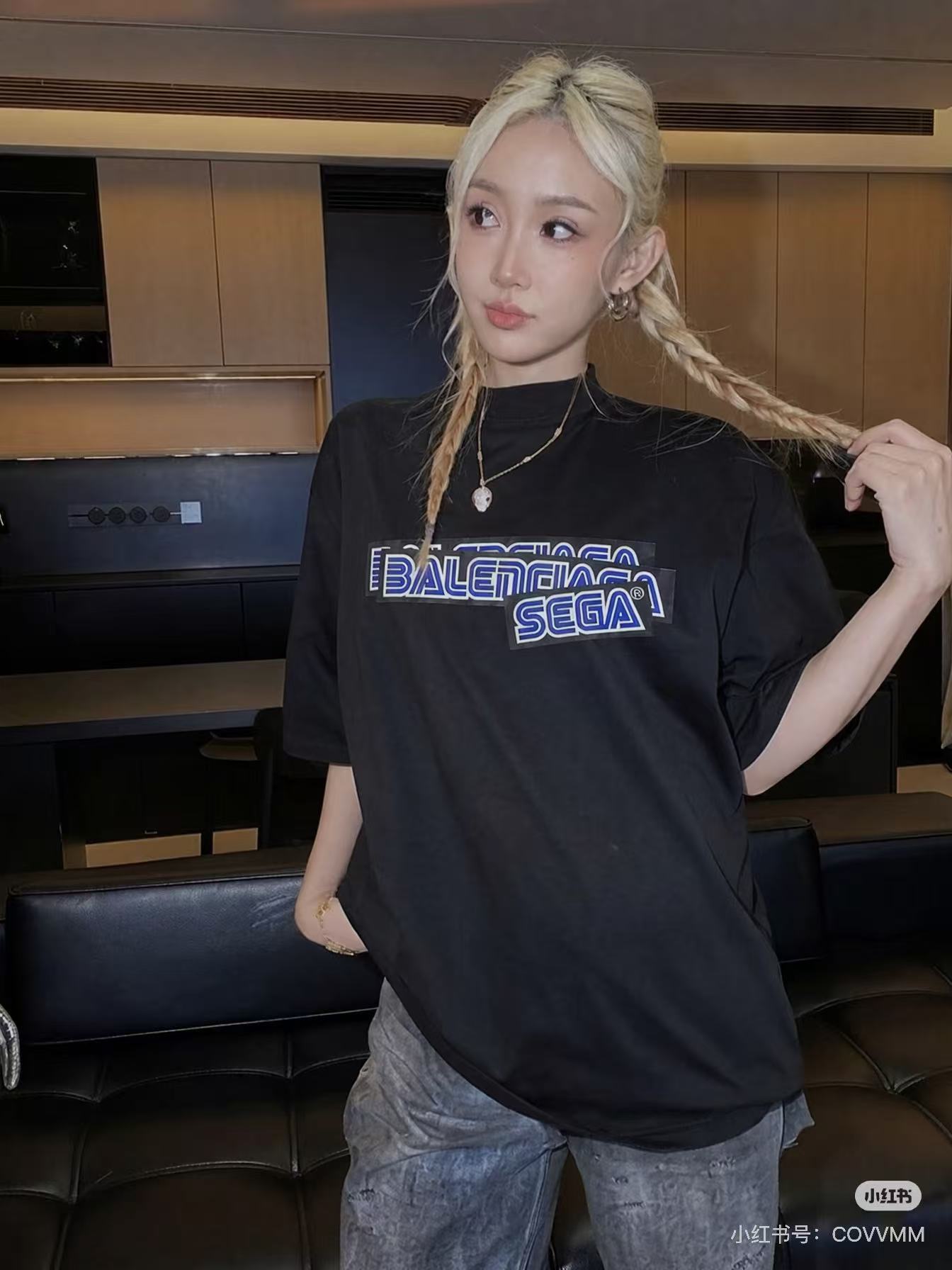 B 발ㄹ시아가 X 세가 오버사이즈 티셔츠