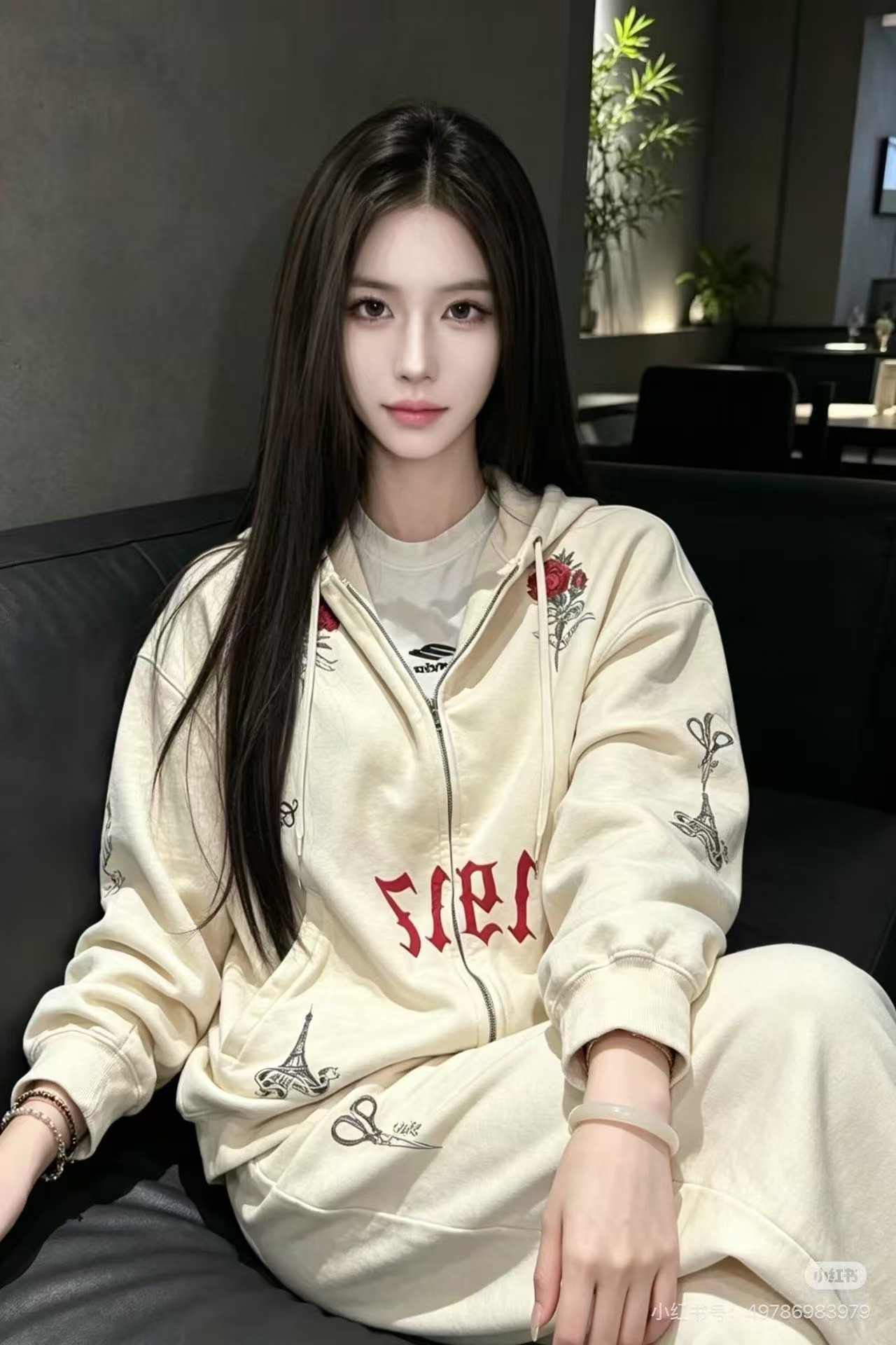 B 발ㄹ시아가 타투 오버사이즈 집업 후디